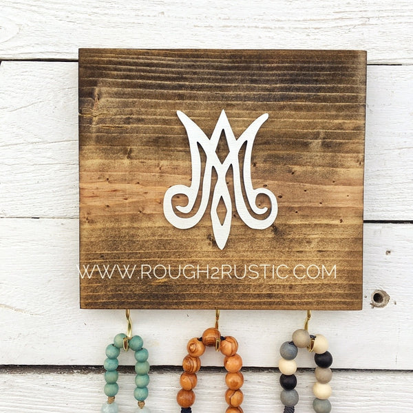 Dark Brown/Pearl White Marian Mini Rosary Hanger
