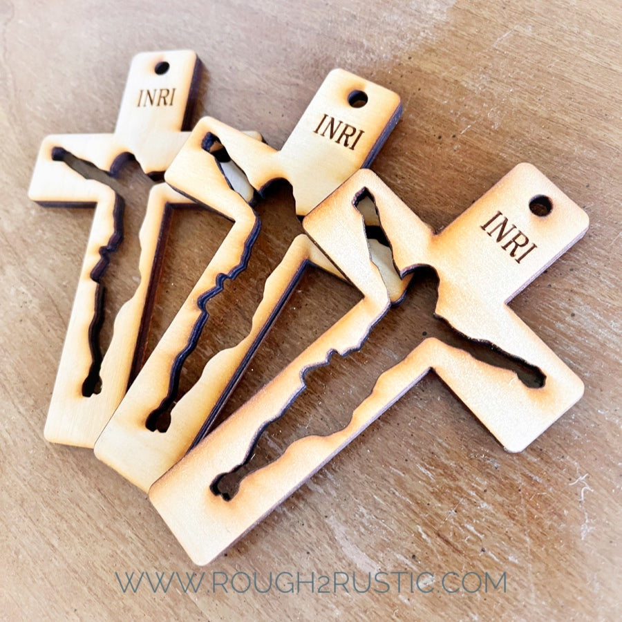 engraved 5 inch silhouette style crucifix set
