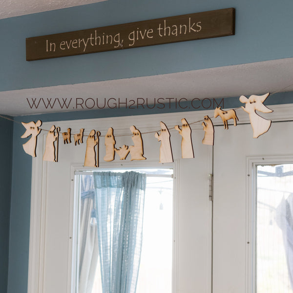 Imperfect Natural Wood Nativity Garland